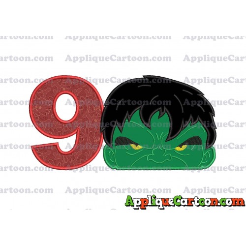 Hulk Head Applique Embroidery Design Birthday Number 9