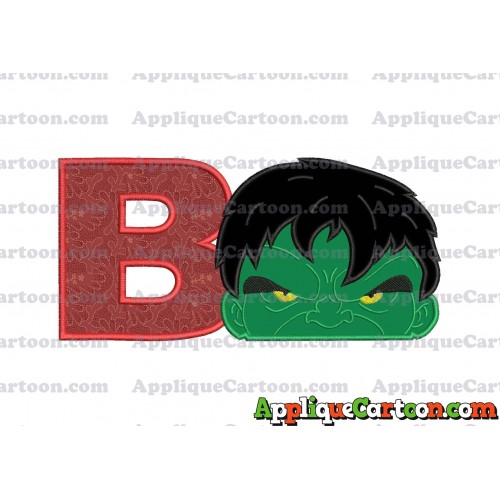 Hulk Head Applique Embroidery Design With Alphabet B