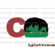 Hulk Head Applique Embroidery Design With Alphabet C