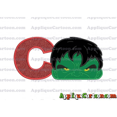 Hulk Head Applique Embroidery Design With Alphabet C