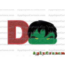 Hulk Head Applique Embroidery Design With Alphabet D