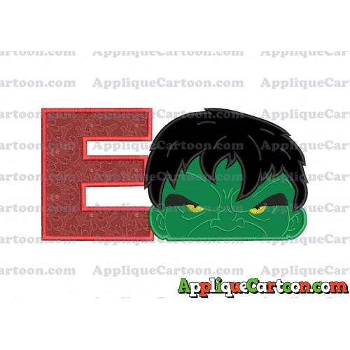 Hulk Head Applique Embroidery Design With Alphabet E