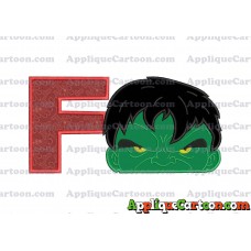 Hulk Head Applique Embroidery Design With Alphabet F