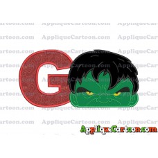 Hulk Head Applique Embroidery Design With Alphabet G