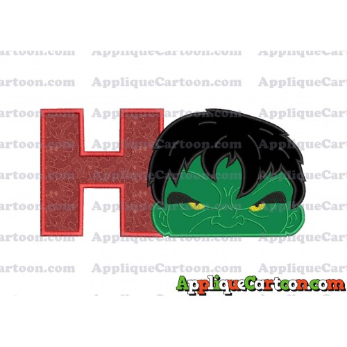 Hulk Head Applique Embroidery Design With Alphabet H