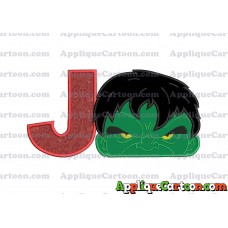 Hulk Head Applique Embroidery Design With Alphabet J