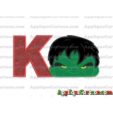 Hulk Head Applique Embroidery Design With Alphabet K