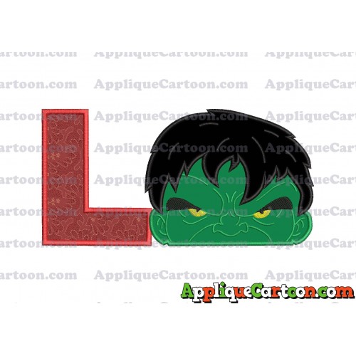 Hulk Head Applique Embroidery Design With Alphabet L