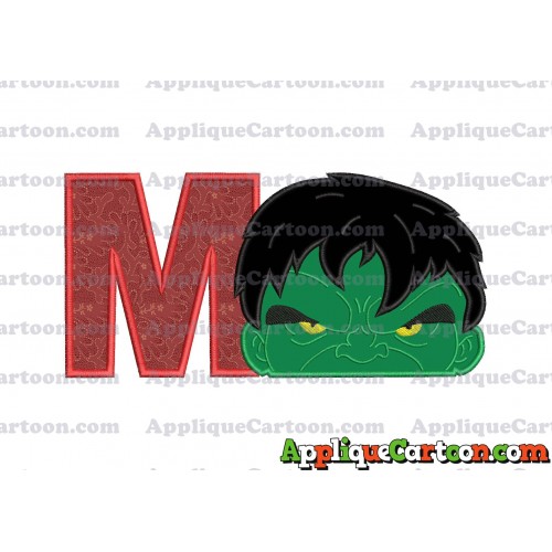 Hulk Head Applique Embroidery Design With Alphabet M