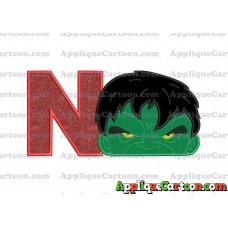 Hulk Head Applique Embroidery Design With Alphabet N
