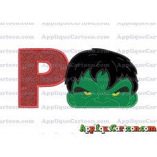 Hulk Head Applique Embroidery Design With Alphabet P