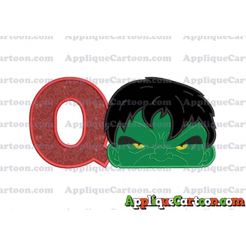 Hulk Head Applique Embroidery Design With Alphabet Q