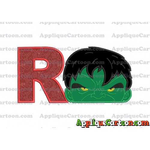 Hulk Head Applique Embroidery Design With Alphabet R