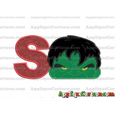 Hulk Head Applique Embroidery Design With Alphabet S