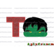 Hulk Head Applique Embroidery Design With Alphabet T