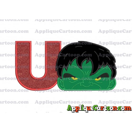 Hulk Head Applique Embroidery Design With Alphabet U