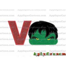 Hulk Head Applique Embroidery Design With Alphabet V