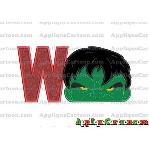 Hulk Head Applique Embroidery Design With Alphabet W