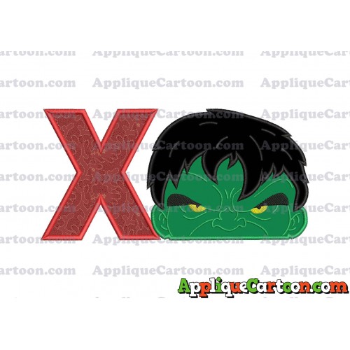 Hulk Head Applique Embroidery Design With Alphabet X