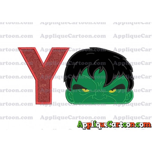 Hulk Head Applique Embroidery Design With Alphabet Y