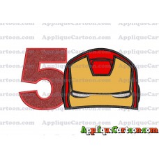 Iron Man Head Applique Embroidery Design Birthday Number 5