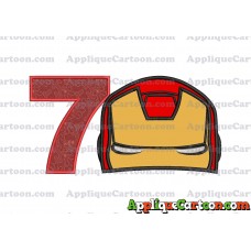 Iron Man Head Applique Embroidery Design Birthday Number 7