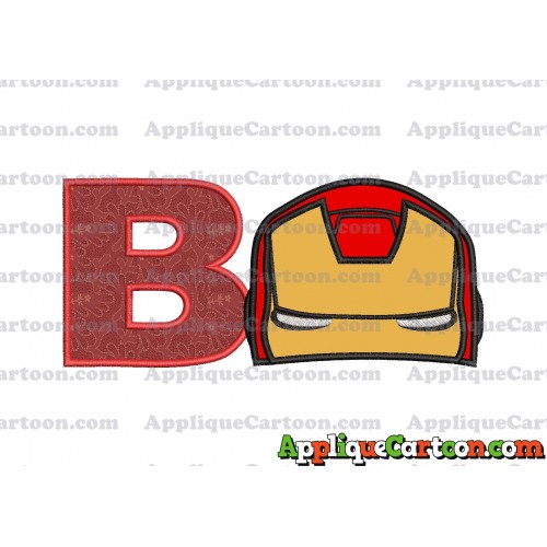 Iron Man Head Applique Embroidery Design With Alphabet B