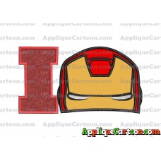 Iron Man Head Applique Embroidery Design With Alphabet I