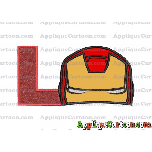 Iron Man Head Applique Embroidery Design With Alphabet L