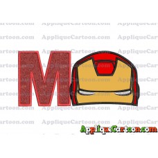 Iron Man Head Applique Embroidery Design With Alphabet M
