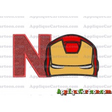 Iron Man Head Applique Embroidery Design With Alphabet N