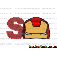 Iron Man Head Applique Embroidery Design With Alphabet S