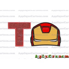 Iron Man Head Applique Embroidery Design With Alphabet T