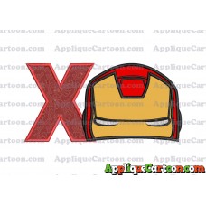 Iron Man Head Applique Embroidery Design With Alphabet X