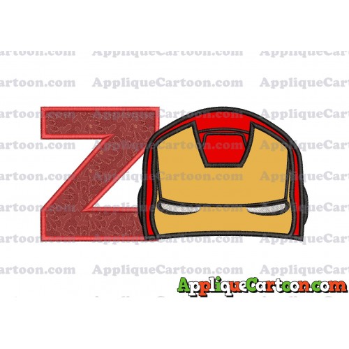 Iron Man Head Applique Embroidery Design With Alphabet Z
