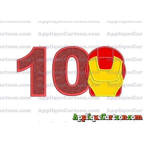Ironman Applique Embroidery Design Birthday Number 10
