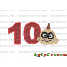 Jack Jack Parr Incredibles Head Applique Embroidery Design 02 Birthday Number 10