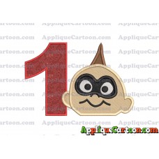 Jack Jack Parr Incredibles Head Applique Embroidery Design 02 Birthday Number 1