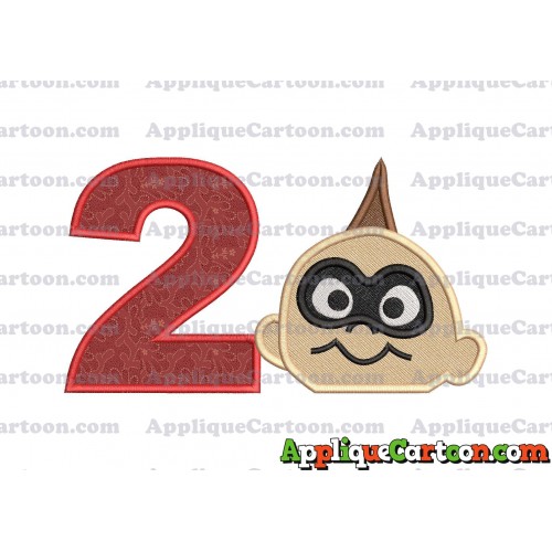 Jack Jack Parr Incredibles Head Applique Embroidery Design 02 Birthday Number 2