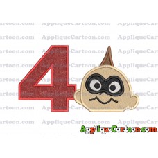 Jack Jack Parr Incredibles Head Applique Embroidery Design 02 Birthday Number 4