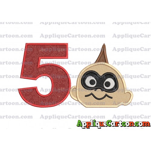 Jack Jack Parr Incredibles Head Applique Embroidery Design 02 Birthday Number 5