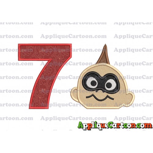 Jack Jack Parr Incredibles Head Applique Embroidery Design 02 Birthday Number 7