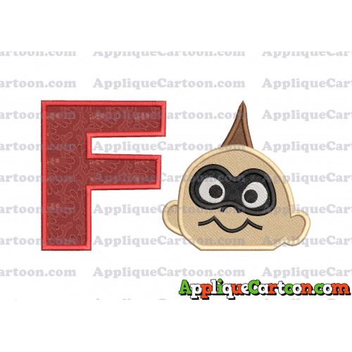 Jack Jack Parr Incredibles Head Applique Embroidery Design 02 With Alphabet F