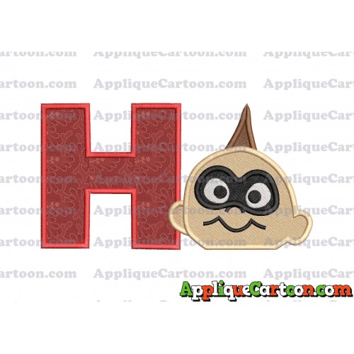 Jack Jack Parr Incredibles Head Applique Embroidery Design 02 With Alphabet H