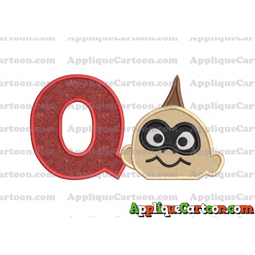 Jack Jack Parr Incredibles Head Applique Embroidery Design 02 With Alphabet Q