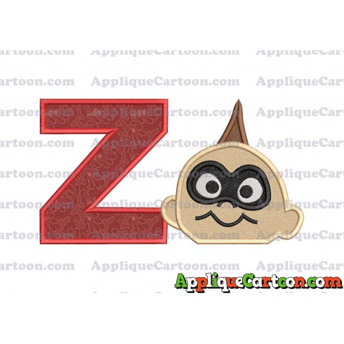 Jack Jack Parr Incredibles Head Applique Embroidery Design 02 With Alphabet Z