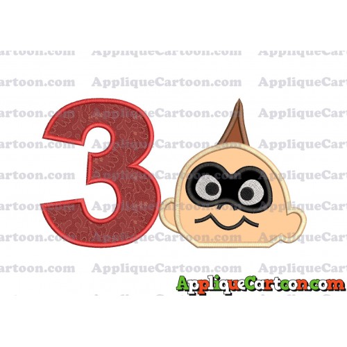 Jack Jack Parr Incredibles Head Applique Embroidery Design Birthday Number 3