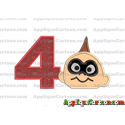 Jack Jack Parr Incredibles Head Applique Embroidery Design Birthday Number 4