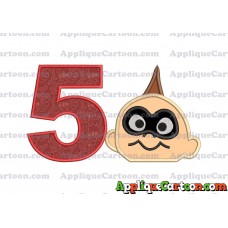 Jack Jack Parr Incredibles Head Applique Embroidery Design Birthday Number 5