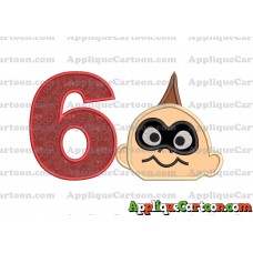 Jack Jack Parr Incredibles Head Applique Embroidery Design Birthday Number 6